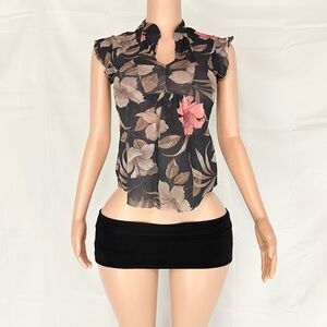 Floral Ruffle Sleeve Women's Top